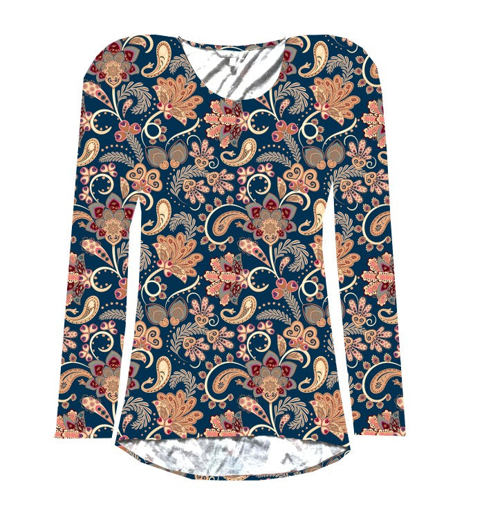 EAJ868 LOTUS LOVE COTTON LONG SLEEVE PRINTED TEE
