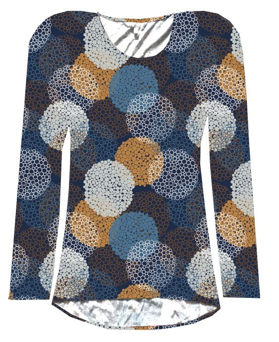 EAJ868 CONFETTI BLOOMS COTTON LONG SLEEVE PRINTED TEE