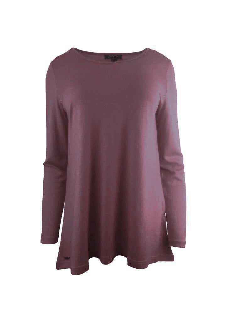 EBAS593.COLOUR.A-H  A-LINE SWING MERINO SCOOP NECK