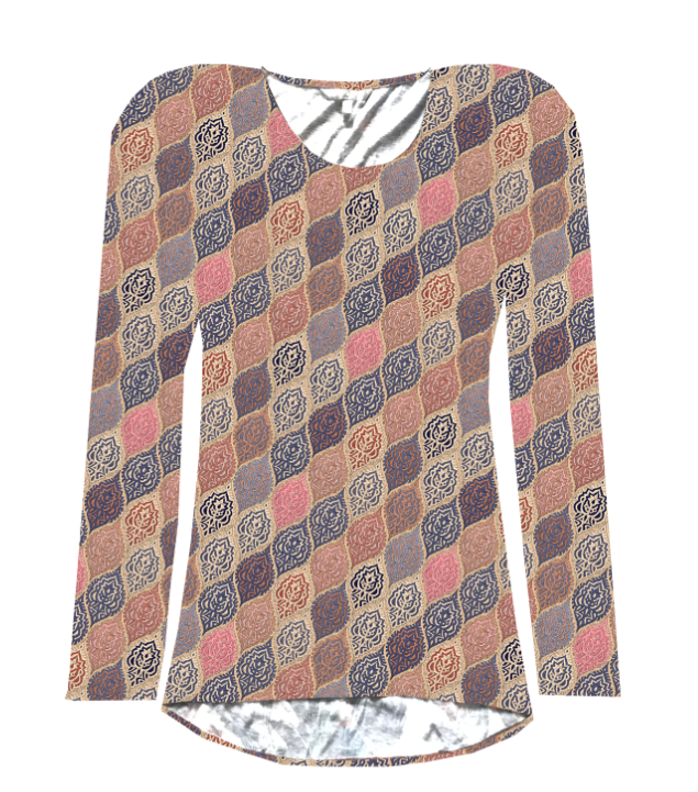 EAJ868 ORNAMENTAL ROPE COTTON LONG SLEEVE PRINTED TEE