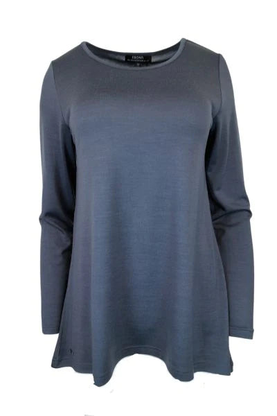 EBAS593.COLOUR.I-O A-LINE SWING MERINO SCOOP NECK