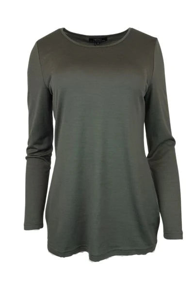 EBAS593.COLOUR.I-O A-LINE SWING MERINO SCOOP NECK