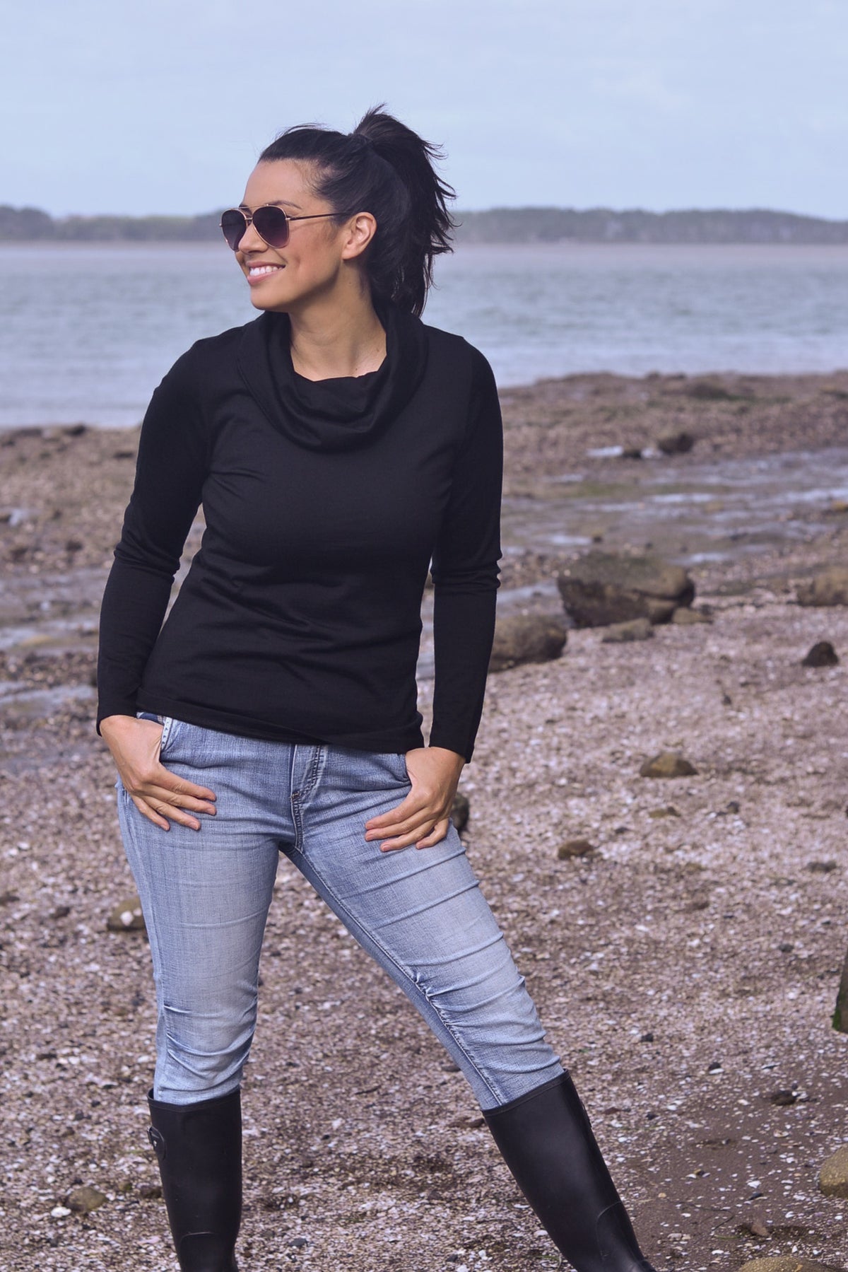 EBAS569 COWL NECK JUMPER