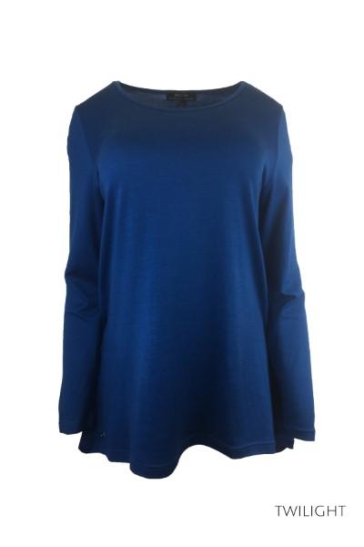 LONGLINE MERINO TOP A-LINE ROUND NECK - LONGLINE MERINO TOP A-LINE ROUND NECK - Ebony Boutique NZ
