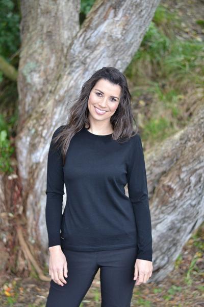 MERINO JUMPER PLAIN TRIM ROUND NECK - MERINO JUMPER PLAIN TRIM ROUND NECK - Ebony Boutique NZ