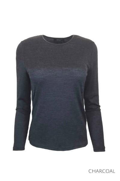 MERINO JUMPER SATIN ELASTIC TRIM ROUND NECK - MERINO JUMPER SATIN ELASTIC TRIM ROUND NECK - Ebony Boutique NZ