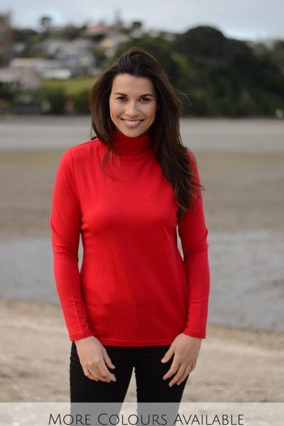 ROLL NECK JUMPER - EBAS515 in Ruby - Ebony Boutique NZ